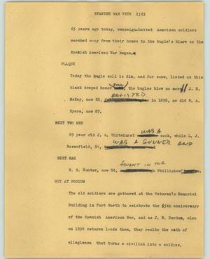 Primary view of object titled '[News Script: Spanish war vets]'.