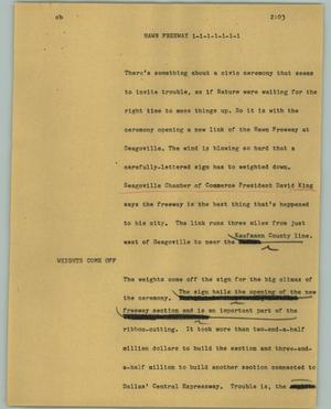Primary view of object titled '[News Script: Hawn Freeway]'.