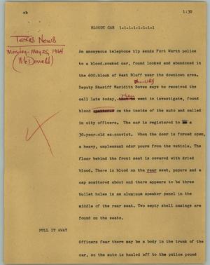 Primary view of object titled '[News Script: Bloody car]'.
