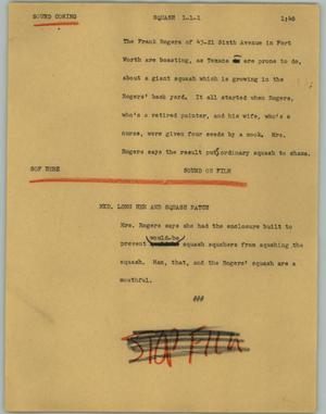 Primary view of object titled '[News Script: Squash]'.