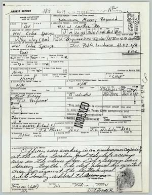 Primary view of object titled '[Browning arrest report - Village Station Raid]'.
