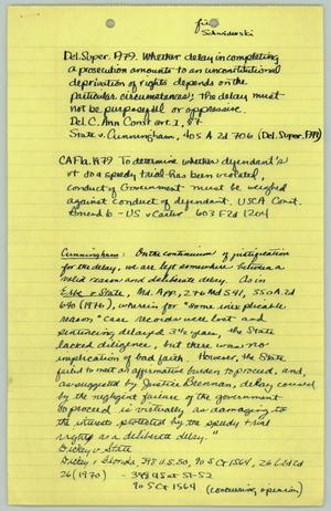 Primary view of object titled '[Handwritten notes: Public lewdness court trials]'.