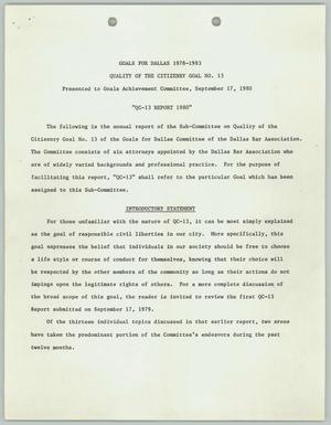 Primary view of object titled '[QC-13 Report 1980]'.