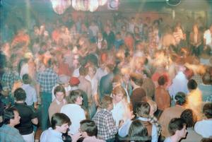 Primary view of object titled '[Crowd of men at a nightclub]'.