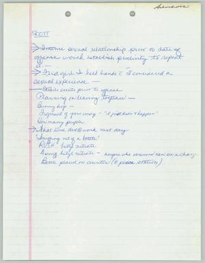 Primary view of object titled '[Handwritten notes from court case with sexual encounters]'.