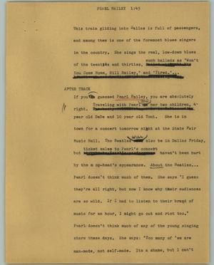 Primary view of object titled '[News Script: Pearl Bailey]'.