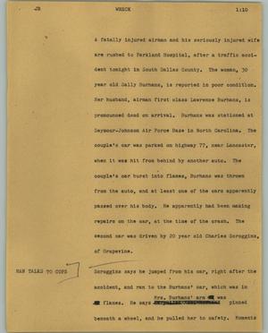 Primary view of object titled '[News Script: Wreck]'.
