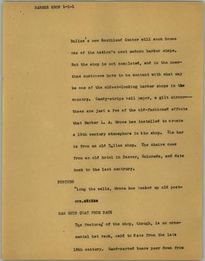 Primary view of object titled '[News Script: Barber shop]'.