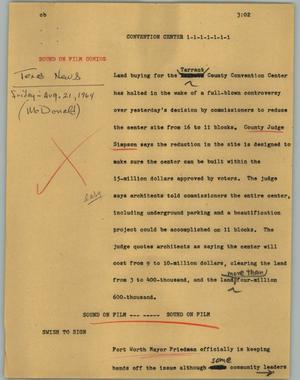 Primary view of object titled '[News Script: Convention center]'.