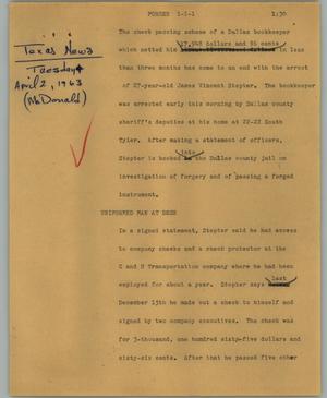Primary view of object titled '[News Script: Forger]'.