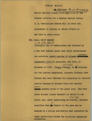 Primary view of object titled '[News Script: Civello]'.