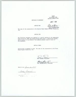 Primary view of object titled '[Texas Human Rights Foundation articles of amendment]'.