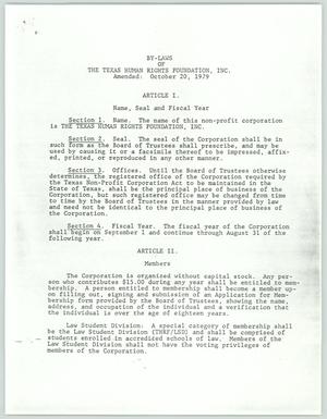 Primary view of object titled 'By-laws of The Texas Human Rights Foundation, Inc. Amended: October 20, 1979'.