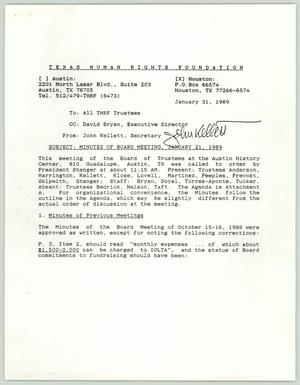 Primary view of object titled '[Texas Human Rights Foundation minutes of board meeting, January 21, 1989]'.