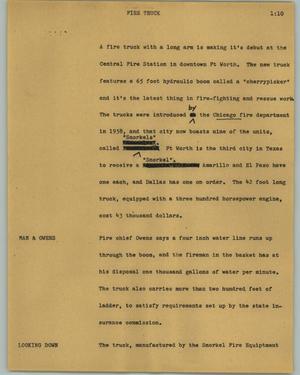 Primary view of object titled '[News Script: Fire truck]'.