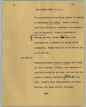 Primary view of object titled '[News Script: New Chamber Prexy]'.