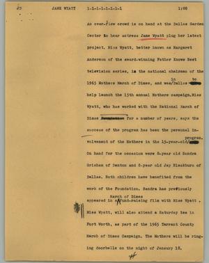 Primary view of object titled '[News Script: Jane Wyatt]'.