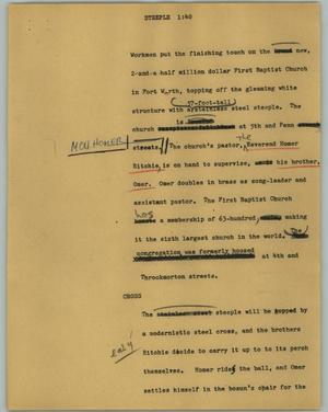 Primary view of object titled '[News Script: Steeple]'.