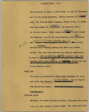 Primary view of object titled '[News Script: Italian movie]'.