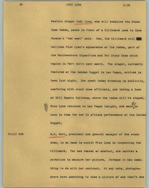 Primary view of object titled '[News Script: Judy Lynn]'.
