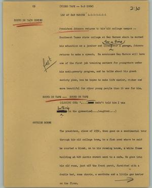 Primary view of object titled '[News Script: LBJ at San Marcos]'.