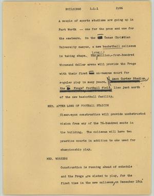 Primary view of object titled '[News Script: Buildings]'.