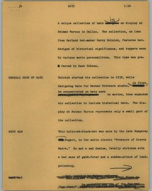 Primary view of object titled '[News Script: Hats]'.