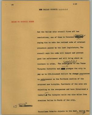 Primary view of object titled '[News Script: Dallas Council]'.