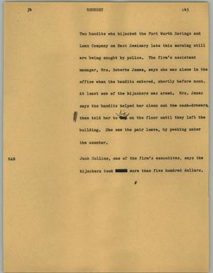 Primary view of object titled '[News Script: Robbery]'.