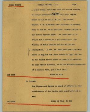 Primary view of object titled '[News Script: German jurist]'.