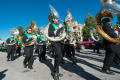Primary view of [North Texas marching band in front of the Denton courthouse]