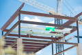 Thumbnail image of item number 1 in: '[Steel beam raising at the UNT University Union]'.