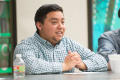 Photograph: [A. J. Aguinaga, Student Assistant, UNT Pride Alliance, speaking]