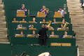 Photograph: [University of North Texas band playing while seated]