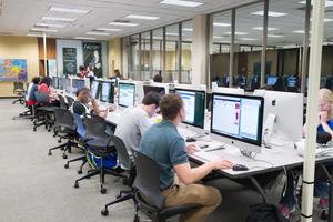 Primary view of object titled '[Students in the Willis Library computer lab, 3]'.
