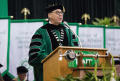 Photograph: [Neal Smatresk speaking at Masters Commencement]