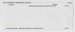Primary view of object titled '[MC payment reimbursement check]'.