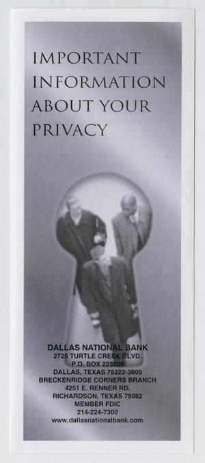 Primary view of object titled '[Dallas National Bank Privacy Information Brochure]'.