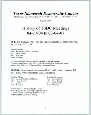 Primary view of object titled 'History of TSDC Meetings'.