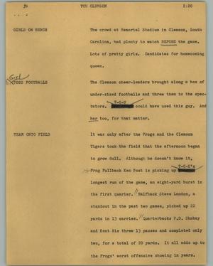 Primary view of object titled '[News Script: TCU Clemson]'.