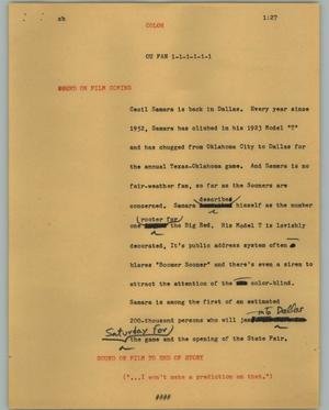 Primary view of object titled '[News Script: OU Fan]'.