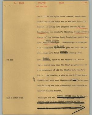 Primary view of object titled '[News Script: Theater]'.