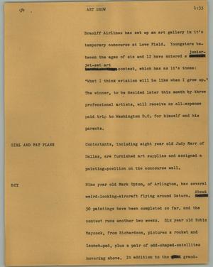 Primary view of object titled '[News Script: Art show]'.