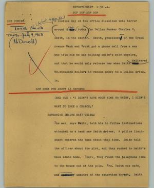 Primary view of object titled '[News Script: Extortionist]'.