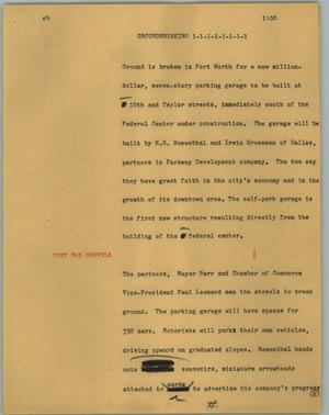 Primary view of object titled '[News Script: Groundbreaking]'.