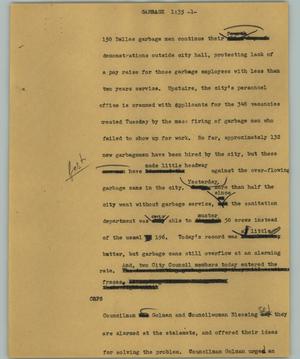 Primary view of object titled '[News Script: Garbage]'.