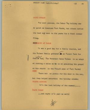 Primary view of object titled '[News Script: Forest Park]'.