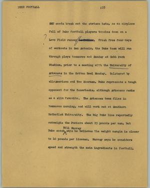 Primary view of object titled '[News Script: Duke football]'.