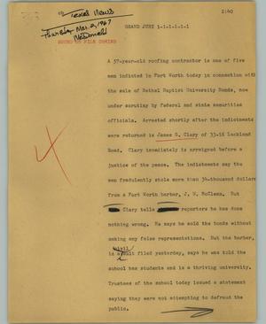 Primary view of object titled '[News Script: Grand jury]'.