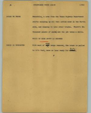 Primary view of object titled '[News Script: Overturned truck]'.
